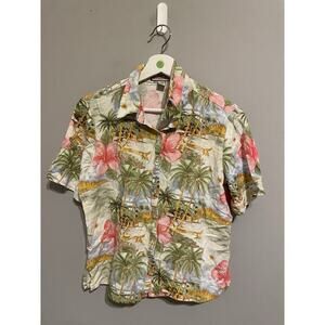 Jamaica Bay‎ Hawaiian Shirt Women’s Size Large 100% Rayon Floral Tropical